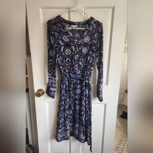 Lucky Brand Blue and Purple Midi Dress